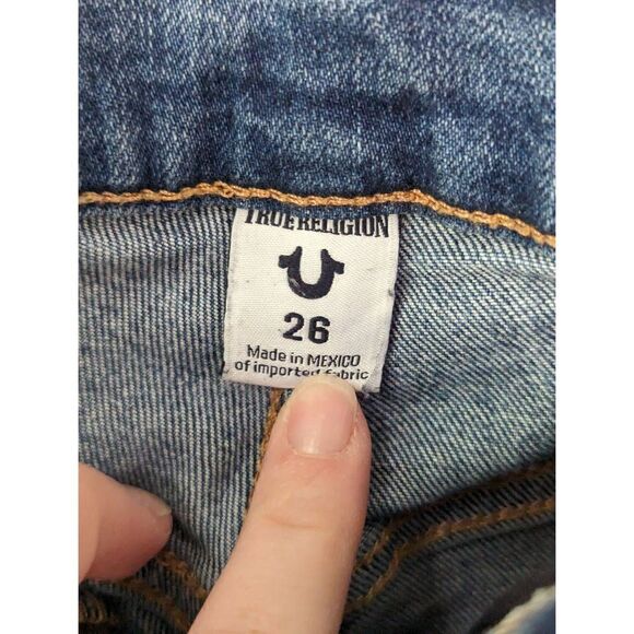 Tru Religion Scout Boyfriend Mullet Hem Short Denim Cutoff Shorts - Size 26 - Picture 10 of 11